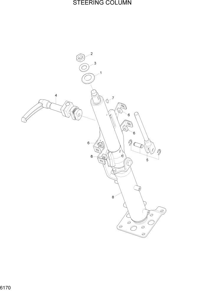 Схема запчастей Hyundai R140W7A - PAGE 6170 STEERING COLUMN СТРУКТУРА