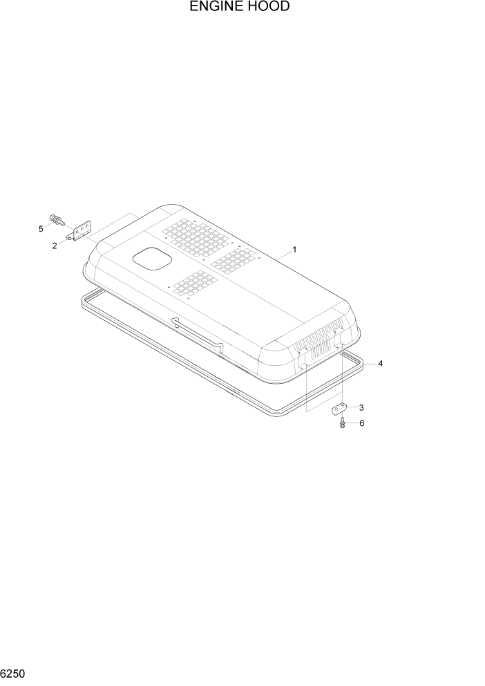 Схема запчастей Hyundai R140W7A - PAGE 6250 ENGINE HOOD СТРУКТУРА