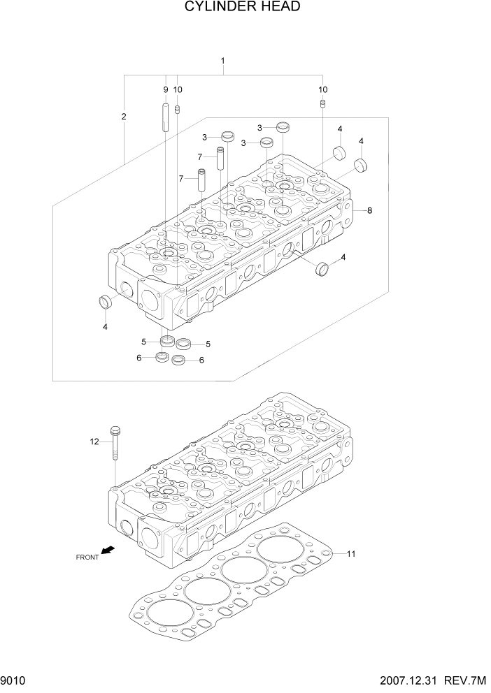 Схема запчастей Hyundai R140W7A - PAGE 9010 CYLINDER HEAD ДВИГАТЕЛЬ БАЗА