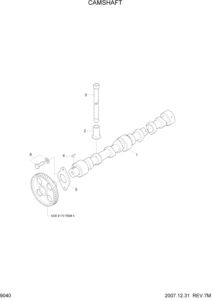 Схема запчастей Hyundai R140W7A - PAGE 9040 CAMSHAFT ДВИГАТЕЛЬ БАЗА