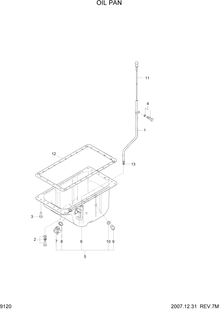 Схема запчастей Hyundai R140W7A - PAGE 9120 OIL PAN ДВИГАТЕЛЬ БАЗА