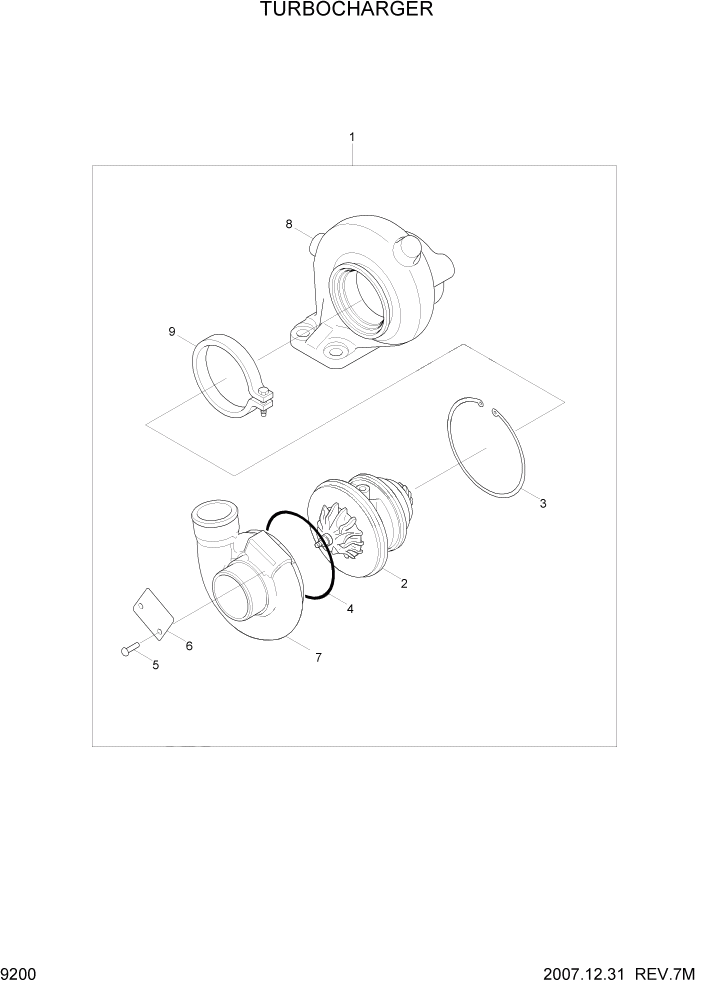 Схема запчастей Hyundai R140W7A - PAGE 9200 TURBOCHARGER ДВИГАТЕЛЬ БАЗА