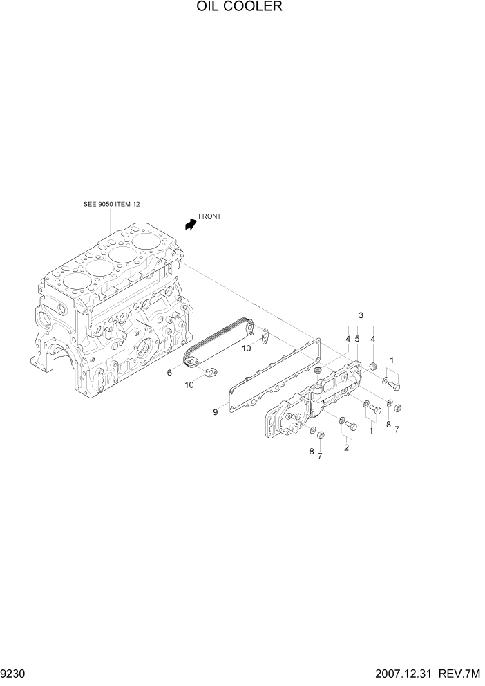 Схема запчастей Hyundai R140W7A - PAGE 9230 OIL COOLER ДВИГАТЕЛЬ БАЗА