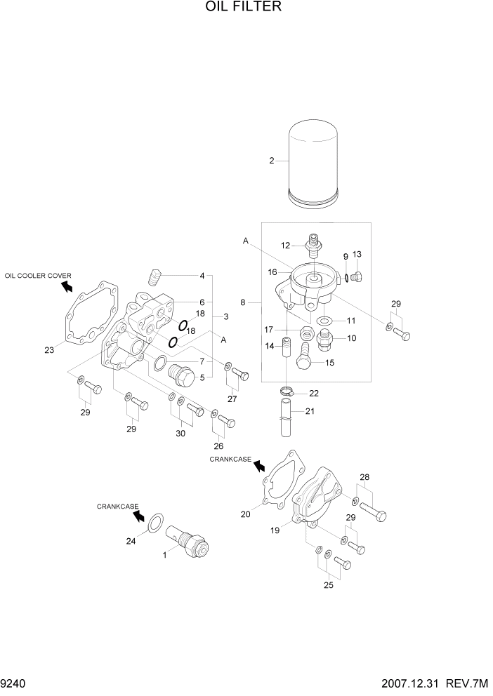 Схема запчастей Hyundai R140W7A - PAGE 9240 OIL FILTER ДВИГАТЕЛЬ БАЗА