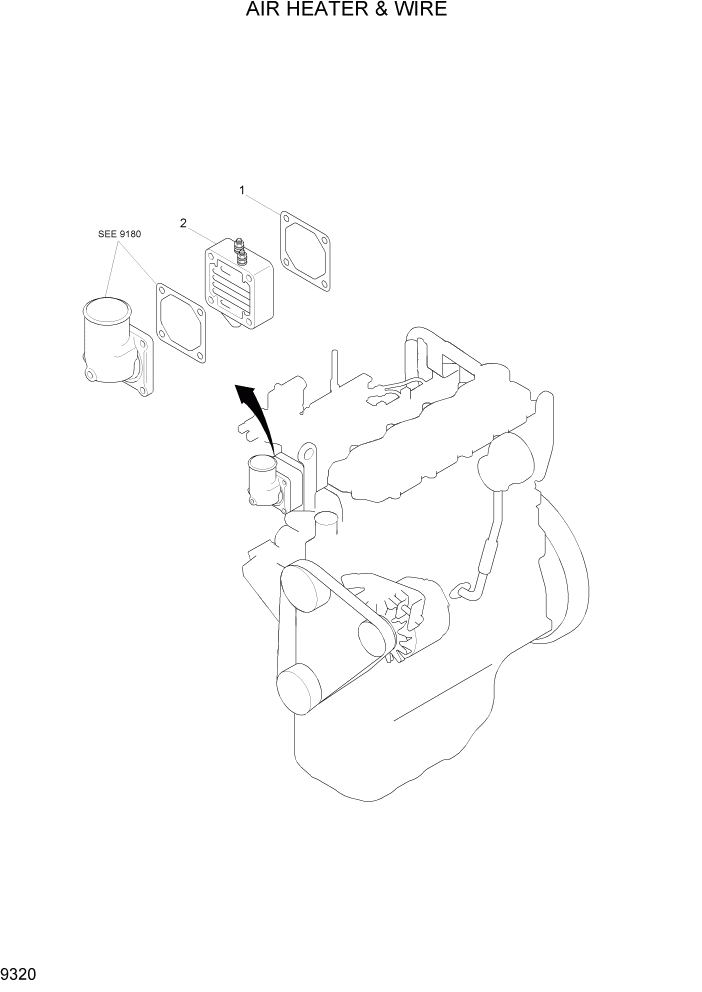 Схема запчастей Hyundai R140W7A - PAGE 9320 AIR HEATER & WIRE ДВИГАТЕЛЬ БАЗА