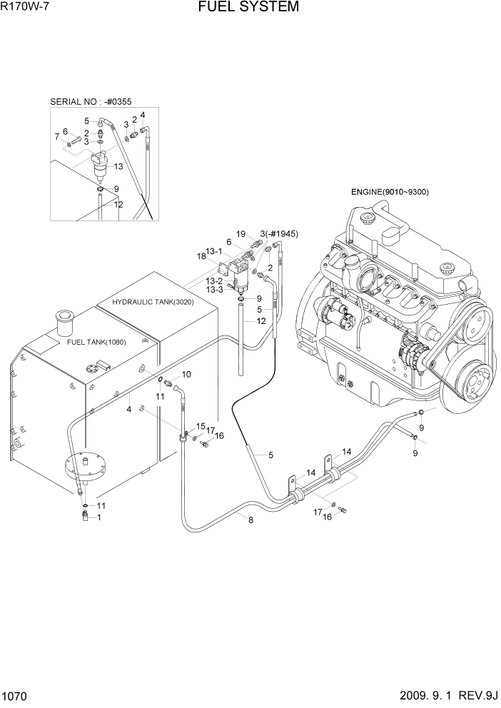 Схема запчастей Hyundai R170W7 - PAGE 1070 FUEL SYSTEM СИСТЕМА ДВИГАТЕЛЯ