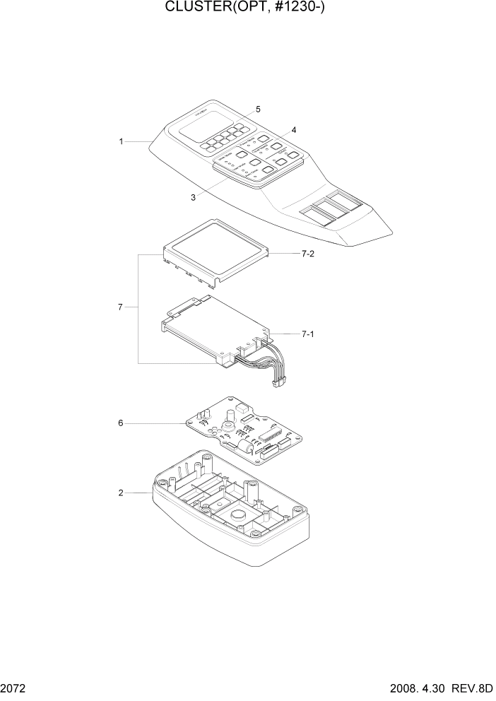 Схема запчастей Hyundai R170W7 - PAGE 2072 CLUSTER(OPT, #1230-) ЭЛЕКТРИЧЕСКАЯ СИСТЕМА