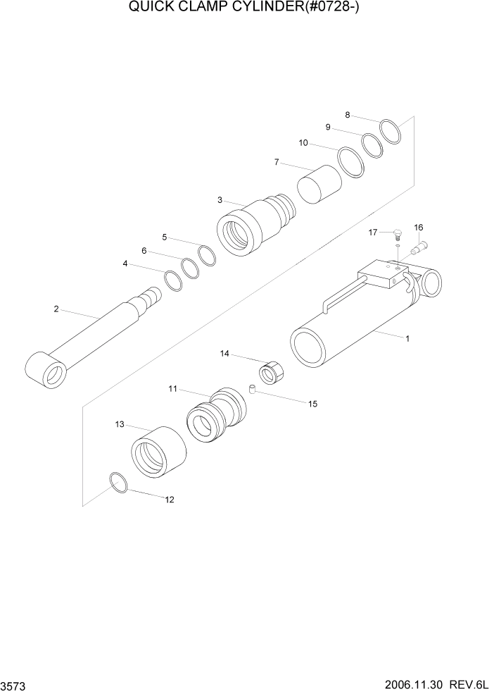 Схема запчастей Hyundai R170W7 - PAGE 3573 QUICK CLAMP CYLINDER(#0728-) ГИДРАВЛИЧЕСКАЯ СИСТЕМА