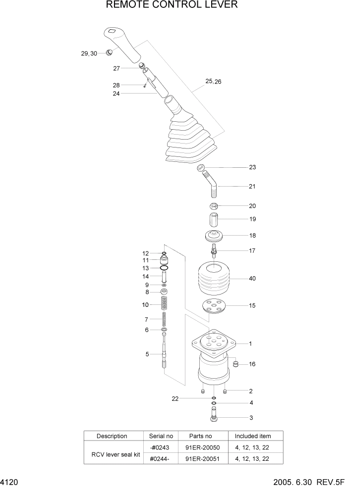 Схема запчастей Hyundai R170W7 - PAGE 4120 REMOTE CONTROL LEVER(STD) ГИДРАВЛИЧЕСКИЕ КОМПОНЕНТЫ