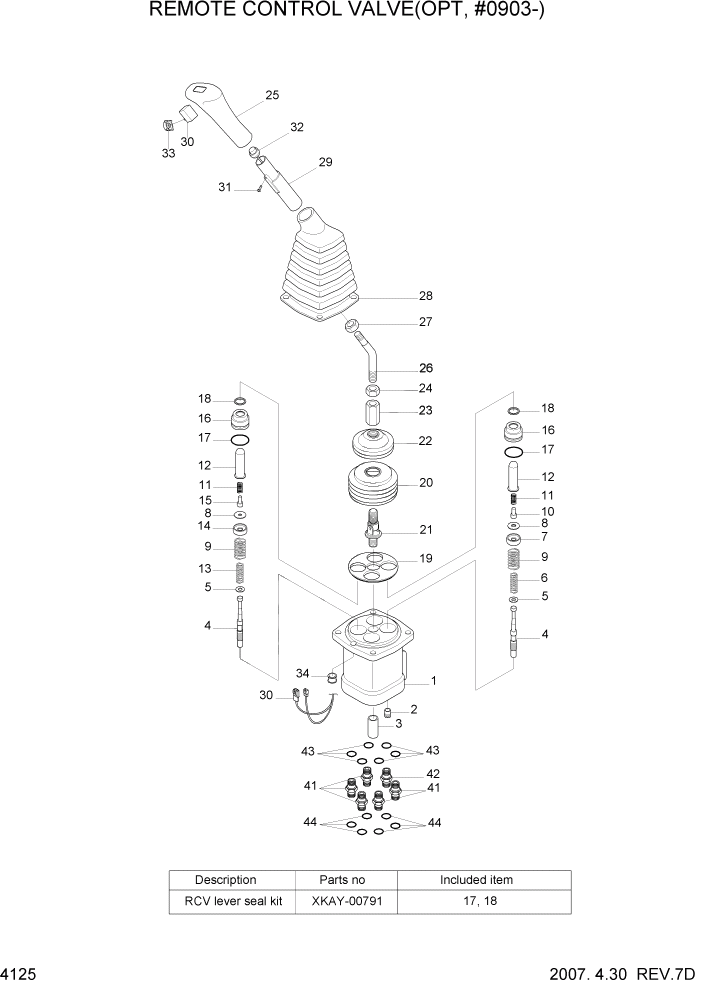 Схема запчастей Hyundai R170W7 - PAGE 4125 REMOTE CONTROL VALVE(OPT,#0903-) ГИДРАВЛИЧЕСКИЕ КОМПОНЕНТЫ