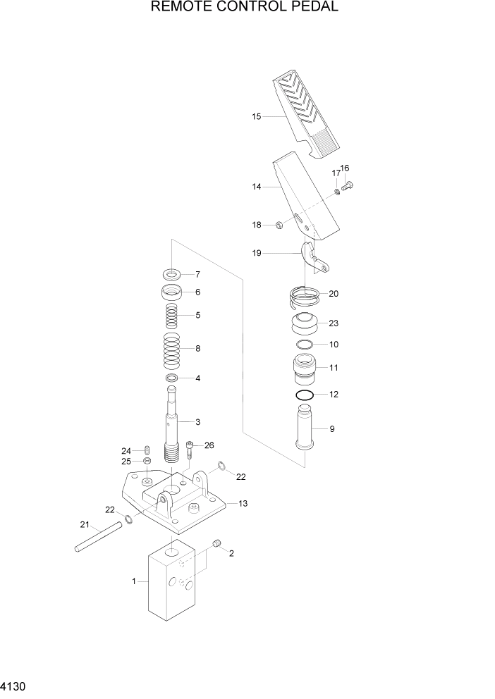 Схема запчастей Hyundai R170W7 - PAGE 4130 REMOTE CONTROL PEDAL ГИДРАВЛИЧЕСКИЕ КОМПОНЕНТЫ