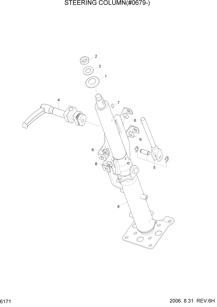 Схема запчастей Hyundai R170W7 - PAGE 6171 STEERING COLUMN(#0679-) СТРУКТУРА