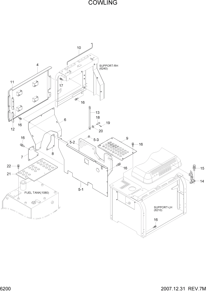 Схема запчастей Hyundai R170W7 - PAGE 6200 COWLING СТРУКТУРА