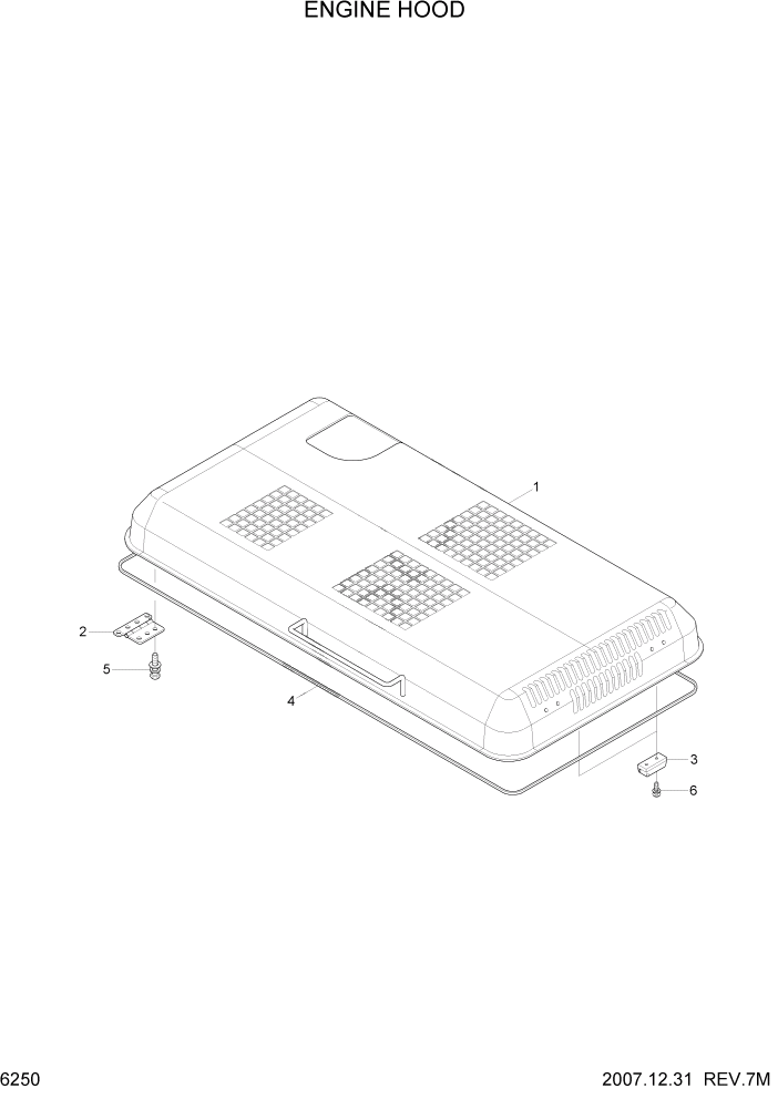 Схема запчастей Hyundai R170W7 - PAGE 6250 ENGINE HOOD СТРУКТУРА