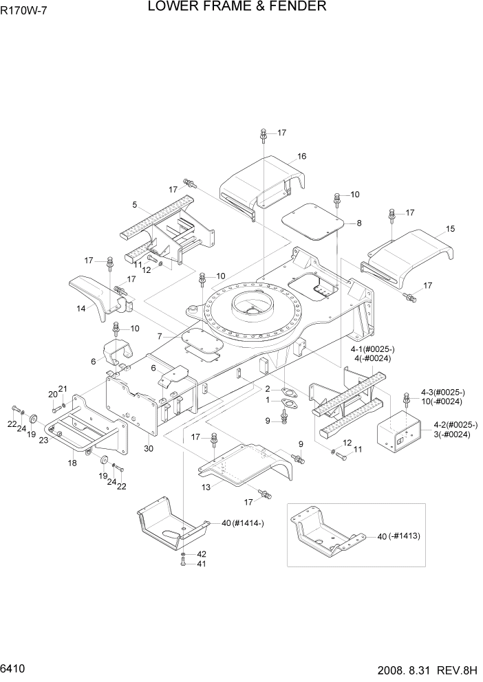 Схема запчастей Hyundai R170W7 - PAGE 6410 LOWER FRAME & FENDER СТРУКТУРА