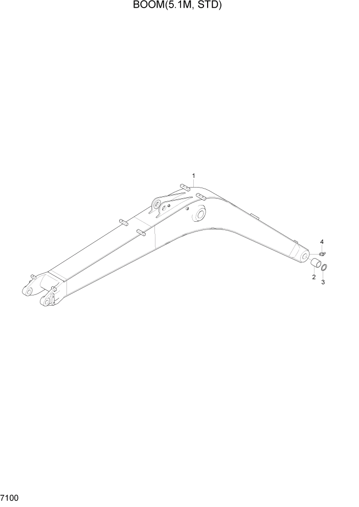 Схема запчастей Hyundai R170W7 - PAGE 7100 BOOM(5.1M, STD) РАБОЧЕЕ ОБОРУДОВАНИЕ