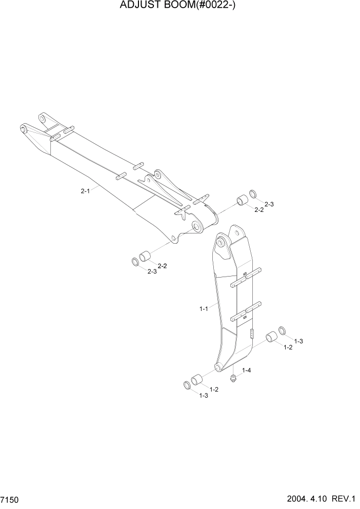 Схема запчастей Hyundai R170W7 - PAGE 7150 ADJUST BOOM(#0022-) РАБОЧЕЕ ОБОРУДОВАНИЕ