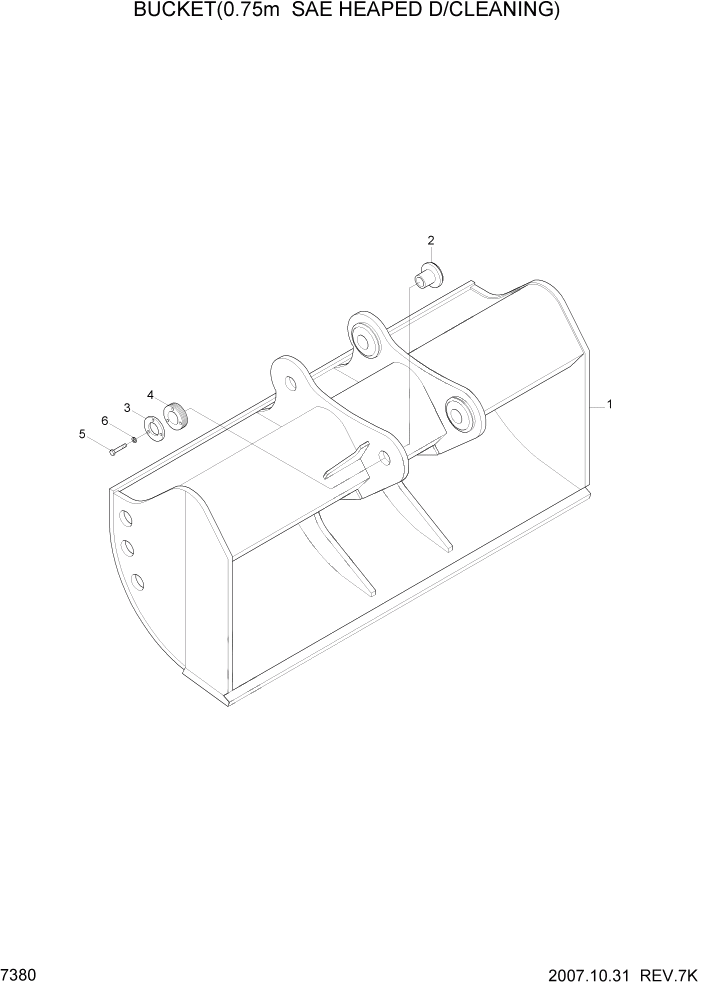 Схема запчастей Hyundai R170W7 - PAGE 7380 BUCKET(0.75M3 SAE HEAPED D/CLEANING) РАБОЧЕЕ ОБОРУДОВАНИЕ