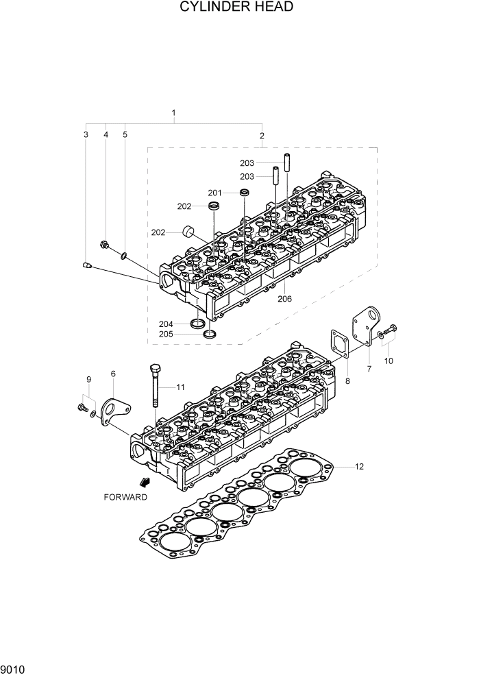 Схема запчастей Hyundai R170W7 - PAGE 9010 CYLINDER HEAD ДВИГАТЕЛЬ БАЗА