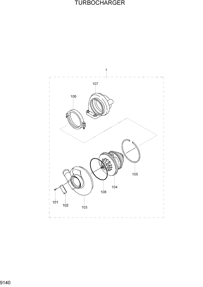 Схема запчастей Hyundai R170W7 - PAGE 9140 TURBOCHARGER ДВИГАТЕЛЬ БАЗА