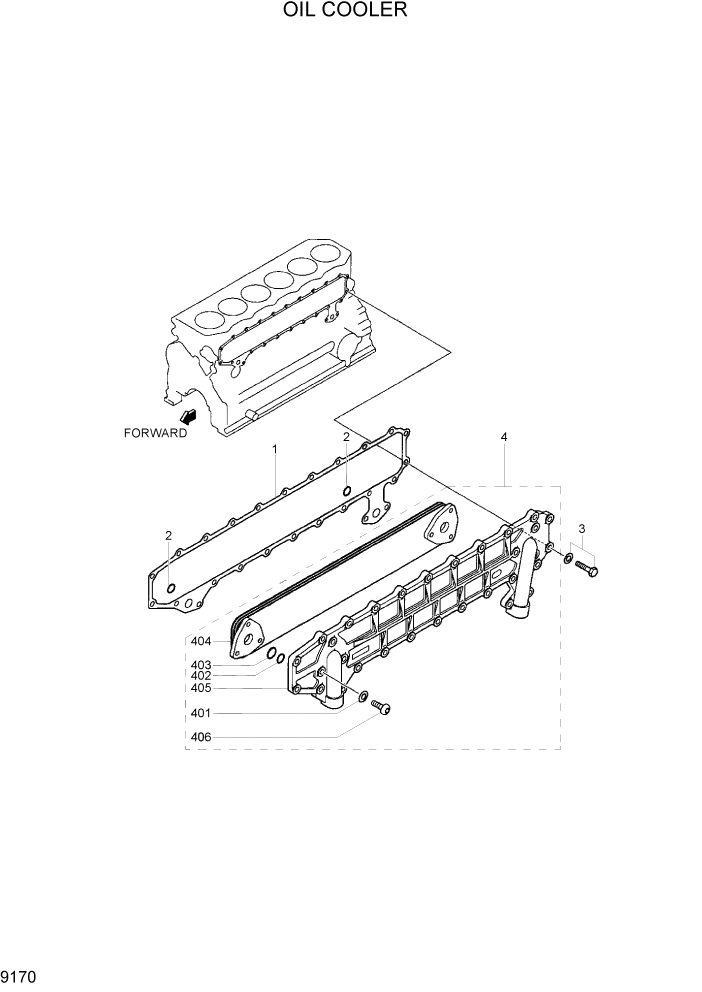 Схема запчастей Hyundai R170W7 - PAGE 9170 OIL COOLER ДВИГАТЕЛЬ БАЗА