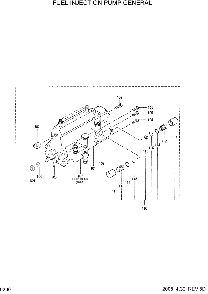 Схема запчастей Hyundai R170W7 - PAGE 9200 FUEL INJECTION PUMP GENERAL ДВИГАТЕЛЬ БАЗА