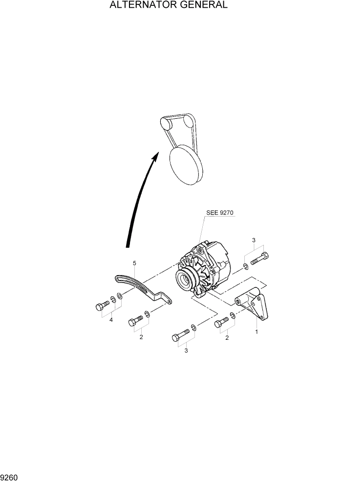 Схема запчастей Hyundai R170W7 - PAGE 9260 ALTERNATOR GENERAL ДВИГАТЕЛЬ БАЗА