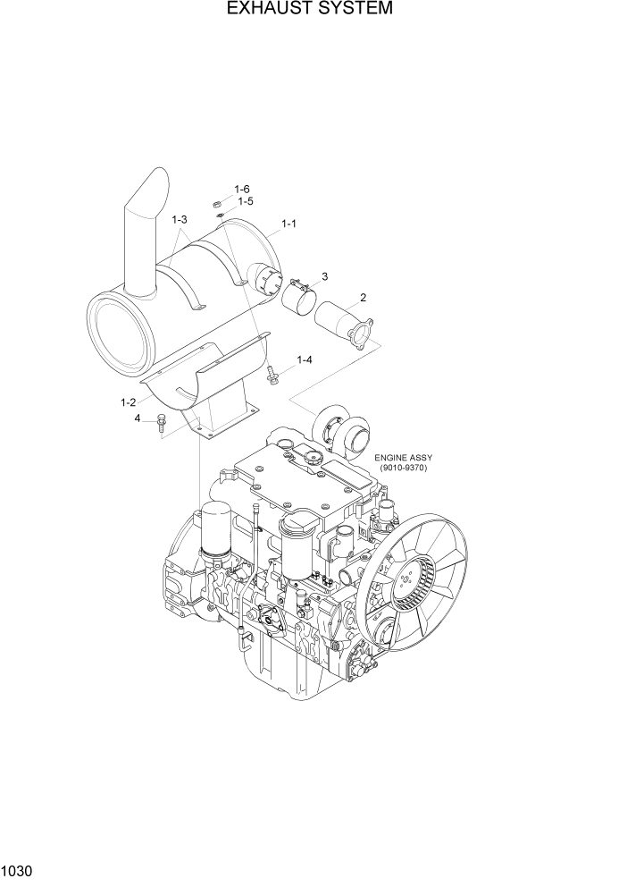 Схема запчастей Hyundai R170W7A - PAGE 1030 EXHAUST SYSTEM СИСТЕМА ДВИГАТЕЛЯ