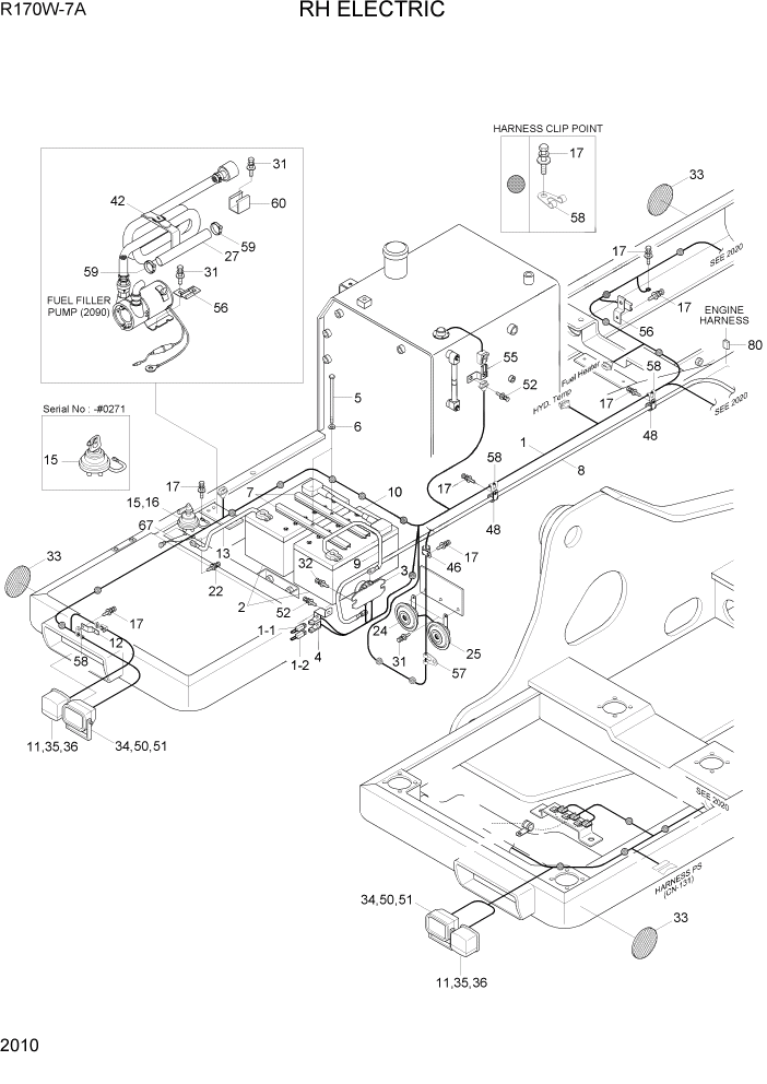 Схема запчастей Hyundai R170W7A - PAGE 2010 RH ELECTRIC ЭЛЕКТРИЧЕСКАЯ СИСТЕМА