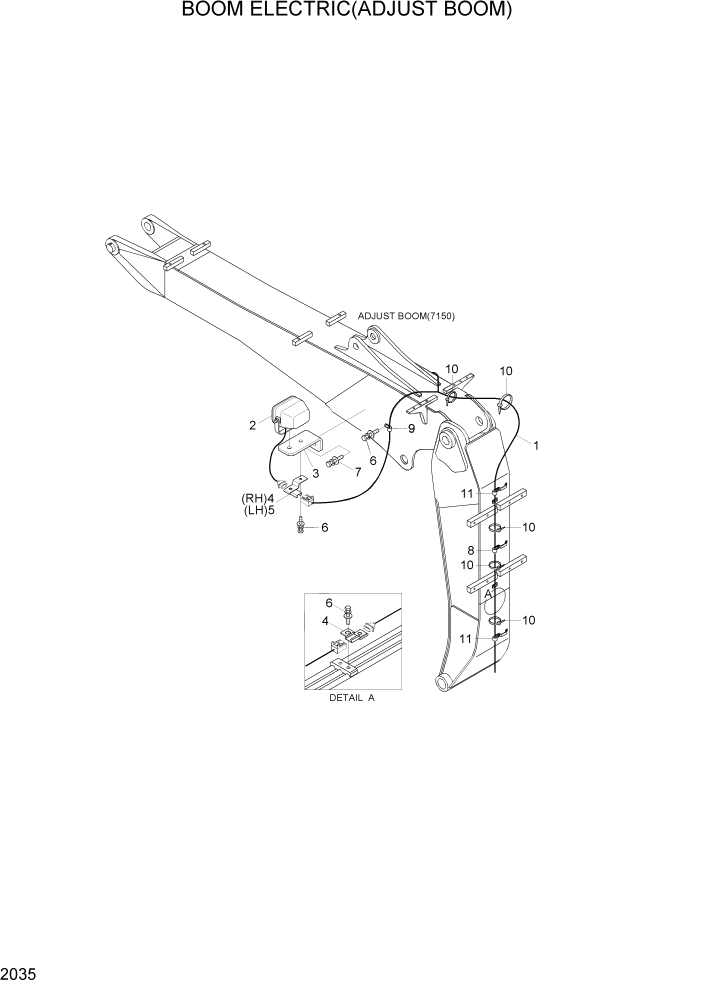 Схема запчастей Hyundai R170W7A - PAGE 2035 BOOM ELECTRIC(ADJUST BOOM) ЭЛЕКТРИЧЕСКАЯ СИСТЕМА