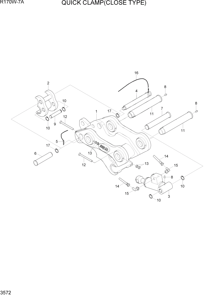 Схема запчастей Hyundai R170W7A - PAGE 3572 QUICK CLAMP(CLOSE TYPE) ГИДРАВЛИЧЕСКАЯ СИСТЕМА