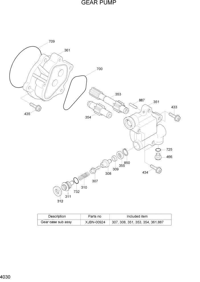 Схема запчастей Hyundai R170W7A - PAGE 4030 GEAR PUMP ГИДРАВЛИЧЕСКИЕ КОМПОНЕНТЫ