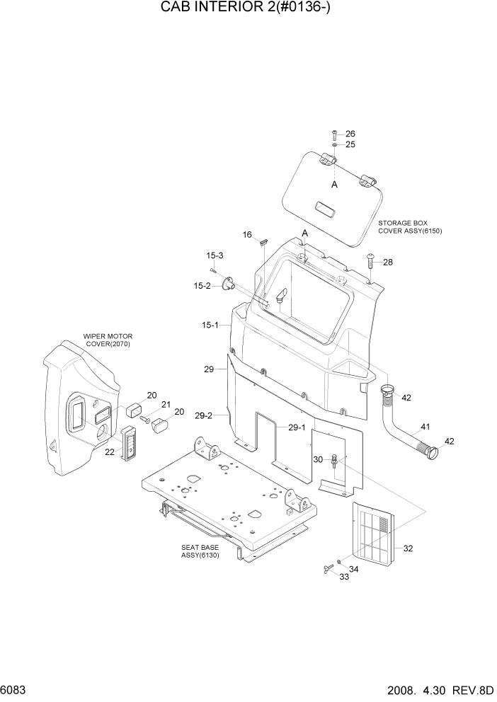 Схема запчастей Hyundai R170W7A - PAGE 6083 CAB INTERIOR 2(#0136-) СТРУКТУРА