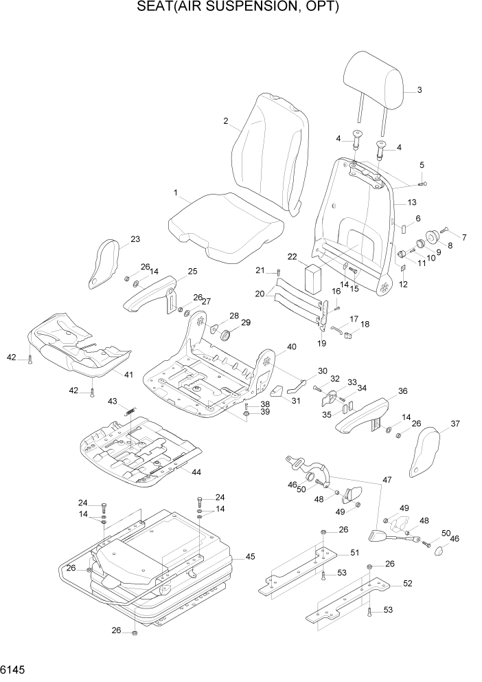 Схема запчастей Hyundai R170W7A - PAGE 6145 SEAT(AIR SUSPENSION, OPT) СТРУКТУРА