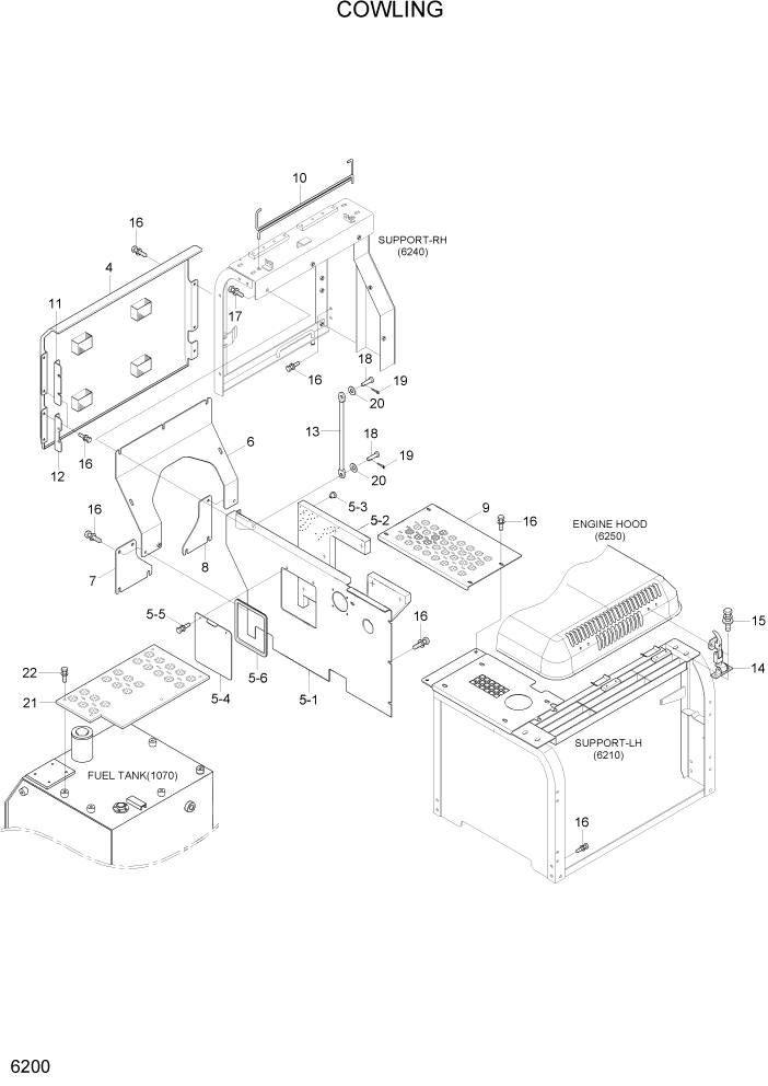 Схема запчастей Hyundai R170W7A - PAGE 6200 COWLING СТРУКТУРА