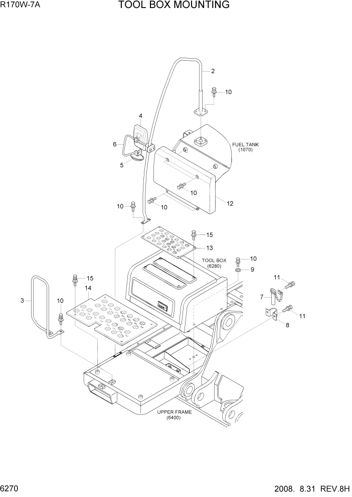 Схема запчастей Hyundai R170W7A - PAGE 6270 TOOL BOX MOUNTING СТРУКТУРА