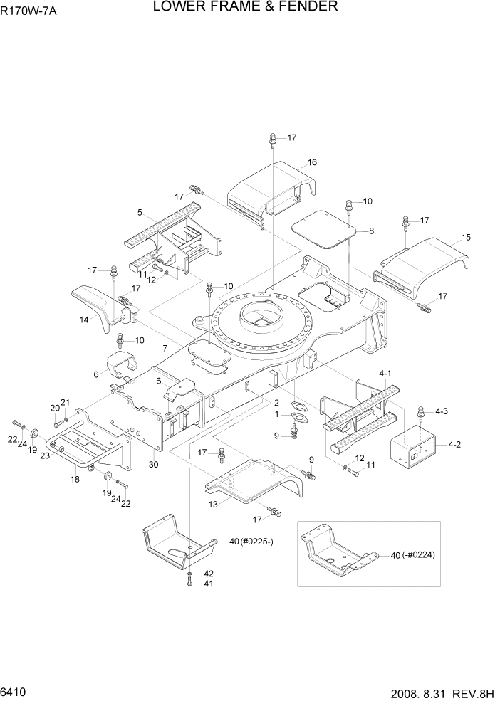 Схема запчастей Hyundai R170W7A - PAGE 6410 LOWER FRAME & FENDER СТРУКТУРА