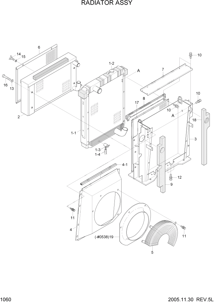 Схема запчастей Hyundai R200W7 - PAGE 1060 RADIATOR ASSY СИСТЕМА ДВИГАТЕЛЯ