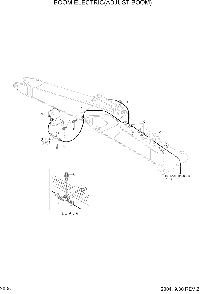 Схема запчастей Hyundai R200W7 - PAGE 2035 BOOM ELECTRIC(ADJUST BOOM) ЭЛЕКТРИЧЕСКАЯ СИСТЕМА