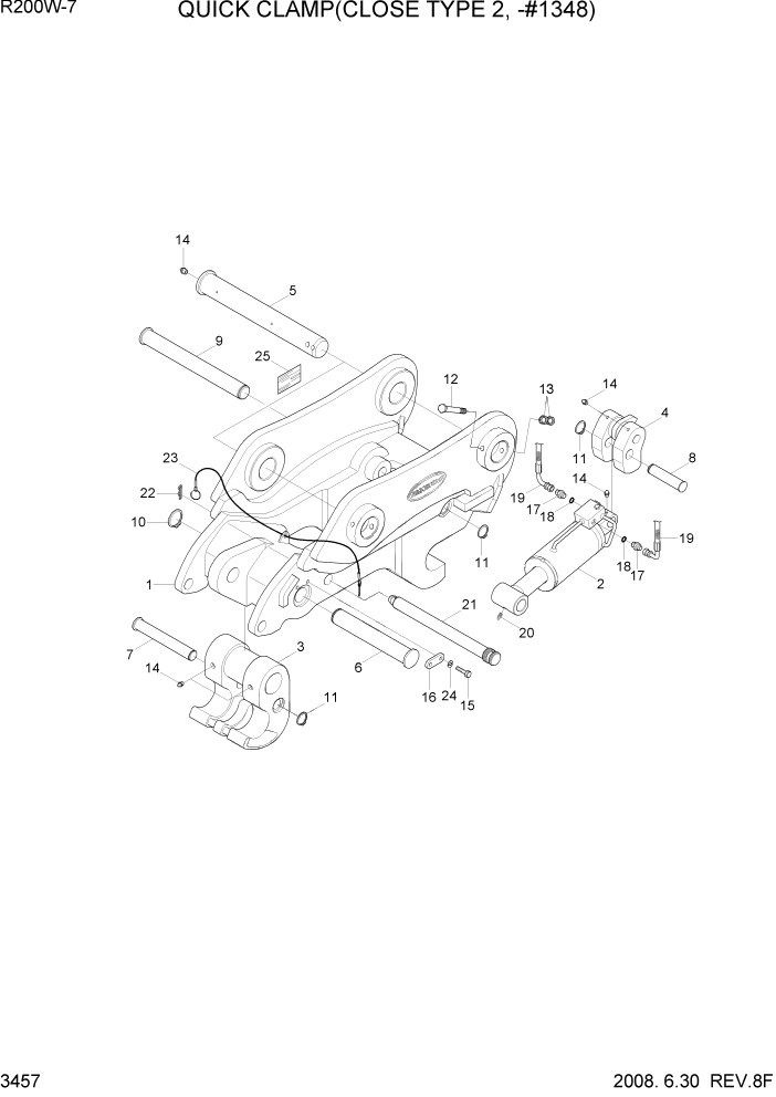 Схема запчастей Hyundai R200W7 - PAGE 3457 QUICK CLAMP(CLOSE TYPE 2, #0686-#1348) ГИДРАВЛИЧЕСКАЯ СИСТЕМА