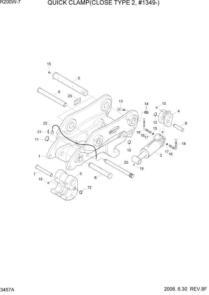 Схема запчастей Hyundai R200W7 - PAGE 3457A QUICK CLAMP(CLOSE TYPE 2, #1349-) ГИДРАВЛИЧЕСКАЯ СИСТЕМА