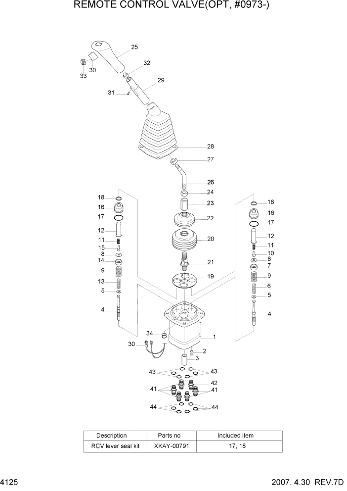 Схема запчастей Hyundai R200W7 - PAGE 4125 REMOTE CONTROL VALVE(OPT,#0973-) ГИДРАВЛИЧЕСКИЕ КОМПОНЕНТЫ