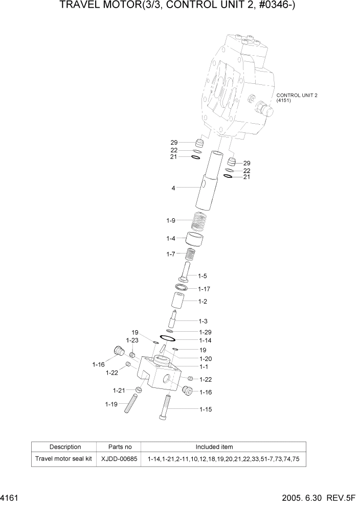 Схема запчастей Hyundai R200W7 - PAGE 4161 TRAVEL MOTOR(3/3, CONTROL UNIT 2,#0346-) ГИДРАВЛИЧЕСКИЕ КОМПОНЕНТЫ