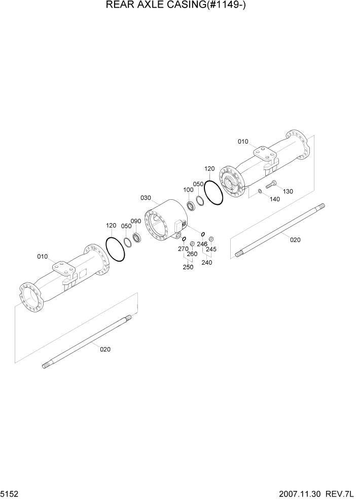 Схема запчастей Hyundai R200W7 - PAGE 5152 REAR AXLE CASING(#1149-) ТРАНСМИССИЯ