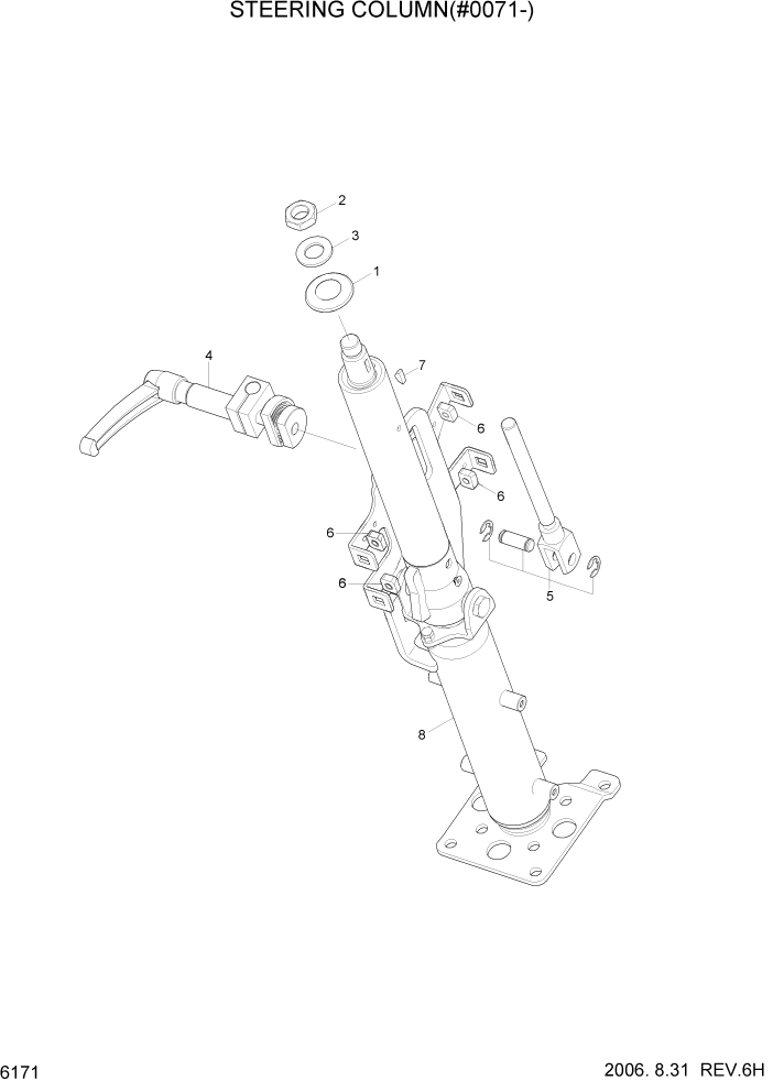 Схема запчастей Hyundai R200W7 - PAGE 6171 STEERING COLUMN(#0071-) СТРУКТУРА