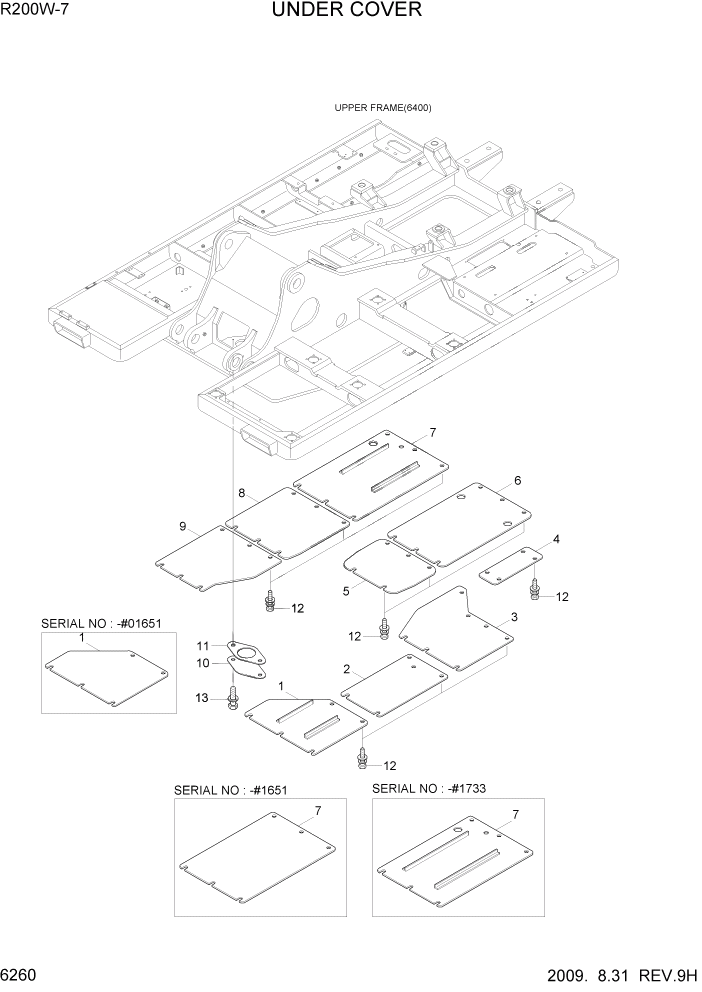 Схема запчастей Hyundai R200W7 - PAGE 6260 UNDER COVER СТРУКТУРА