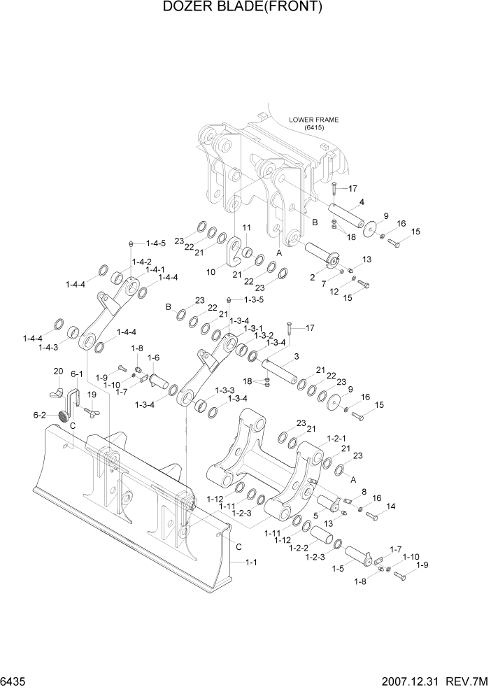 Схема запчастей Hyundai R200W7 - PAGE 6435 DOZER BLADE(FRONT) СТРУКТУРА