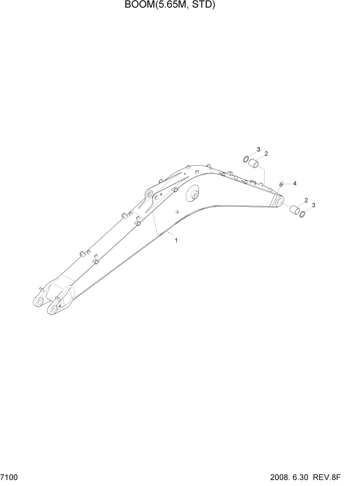 Схема запчастей Hyundai R200W7 - PAGE 7100 BOOM(5.65M, STD) РАБОЧЕЕ ОБОРУДОВАНИЕ