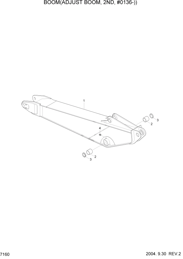 Схема запчастей Hyundai R200W7 - PAGE 7160 BOOM(ADJUST BOOM, 2ND, #0136-) РАБОЧЕЕ ОБОРУДОВАНИЕ