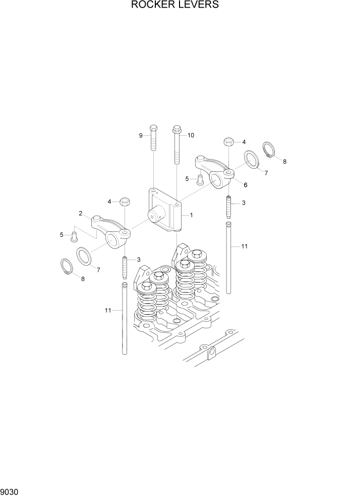 Схема запчастей Hyundai R200W7 - PAGE 9030 ROCKER LEVERS ДВИГАТЕЛЬ БАЗА